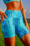 Mid Waist Mid Shorts - Cool Water