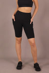 High Waist Long Shorts - Black - RunFaster