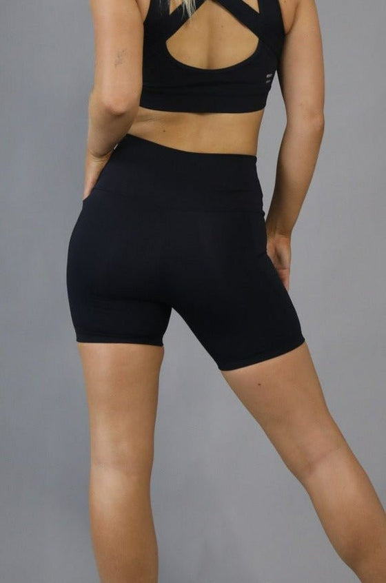 High Waist Mid Shorts - Black - RunFaster