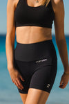 High Waist Mid Shorts - Black - RunFaster