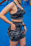 High Waist Mid Shorts - Camo - RunFaster