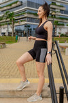 High Waist Paparazzi Mid Shorts - Black/Grey Jacquard - RunFaster