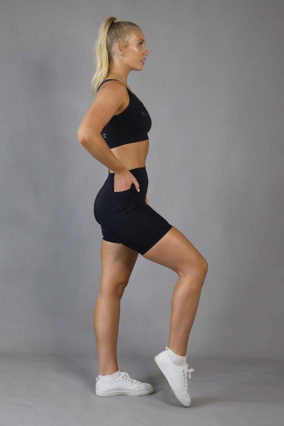 Mid Waist Mid Shorts - Black - RunFaster